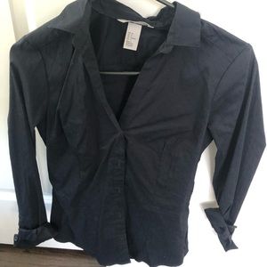 H&M Long Sleeve Navy Button Down